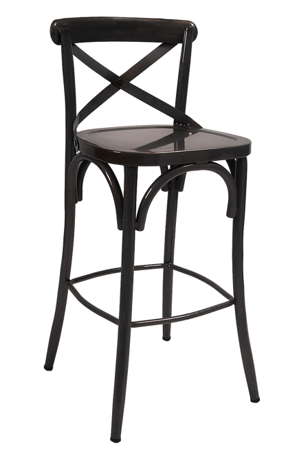 30" black metal bar stool for indoor commercial or residential use. 