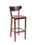 Contoured Combo Bar Stool in wood finish with wood seat and square base. 