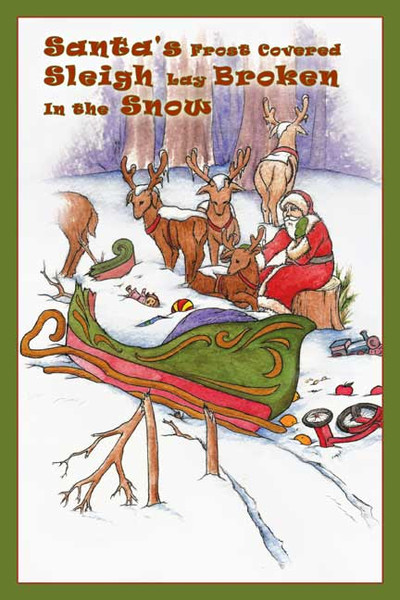 Santa's Frost Covered Sleigh Lay Broken in the Snow