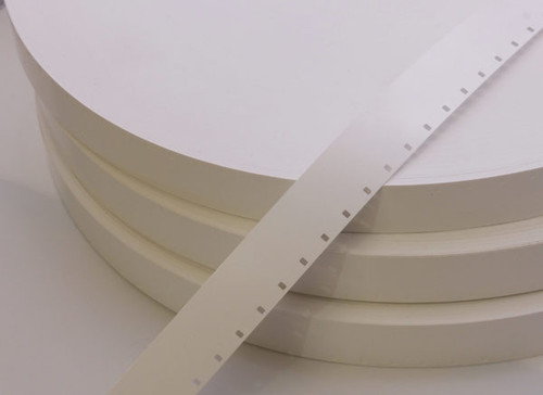 16mm Single Perforated White Polyester Film Leader (75 Micron/3 mil) 1,000 ft.