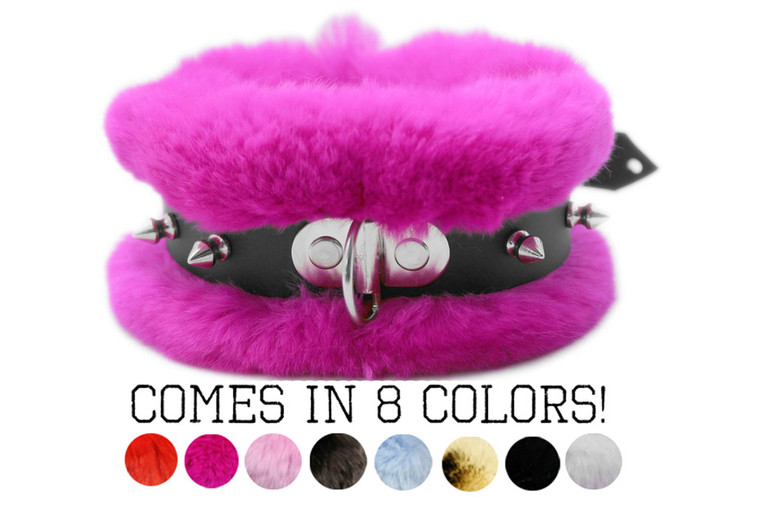 Rex Rabbit Fur - Spiked Collar!  Choose Colors!