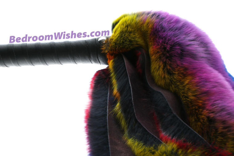 Rainbow Rex Rabbit Fur Flogger (no leather)