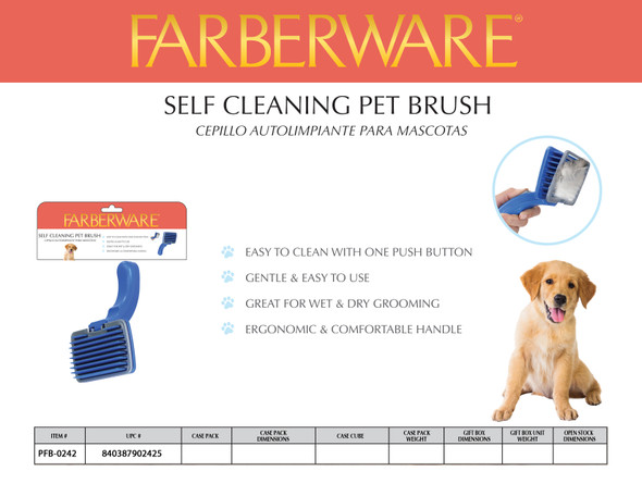 SELF CLEANING PET BRUSH - BLUE