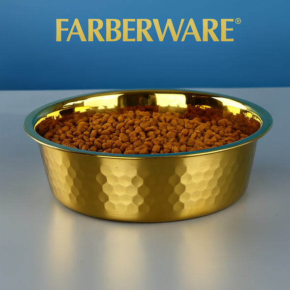 GOLD STAINLESS STEEL PET BOWL - 18 OZ (520 ML)