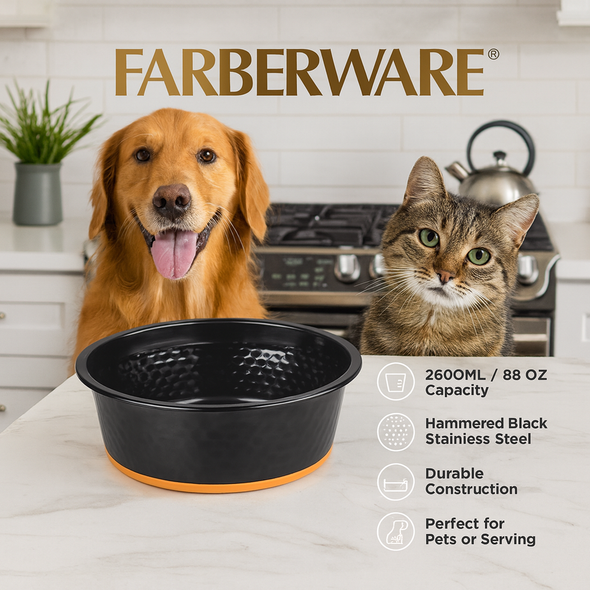 BLACK HAMMERED STAINLESS STEEL BOWL - 2600ML / 88 OZ