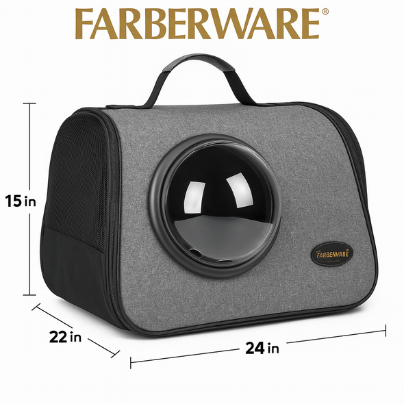 GREY BUBBLE PET CARRIER - 24X15X22"