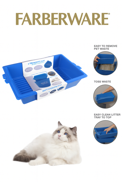3 TRAY EASY SIFTING LITTER BOX - BLUE
