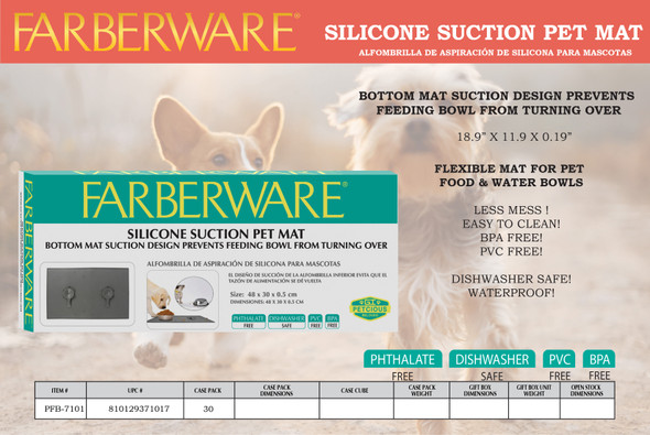 SILICONE SUCTION PET MAT - GREY