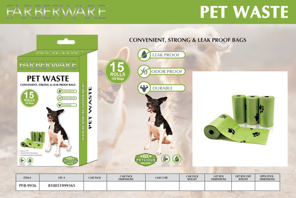 15PK BIODEGRADABLE POOP BAGS