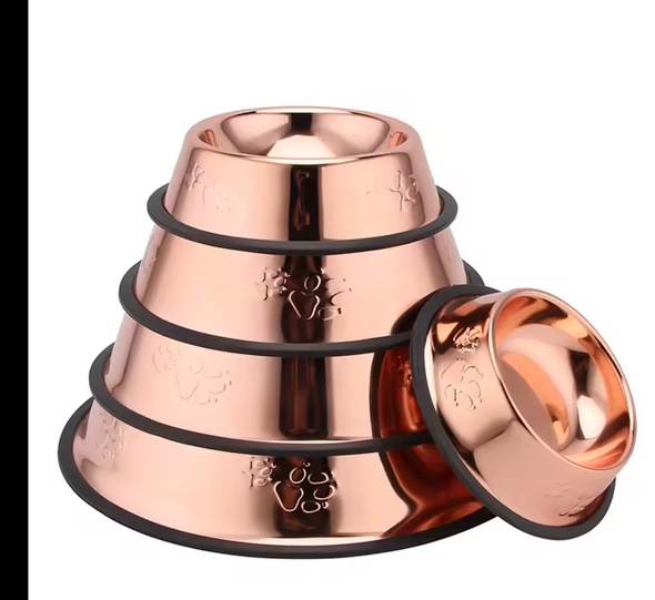 STAINLESS STEEL ROSE GOLD NON SKID PET BOWL 19 OZ (560 ML)