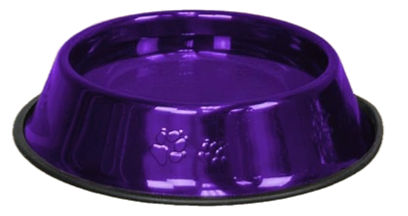 NON-SKID STAINLESS STEEL SLANT BOWL - PURPLE - 200 ML  / 7 OZ