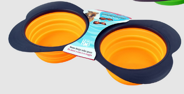 GOLD STAINLESS STEEL SLANT BOWL - PAW PRINT WITH SILICONE NON-SLIP WITH CARRY HOLE (1PC) 900 ML / 30 OZ