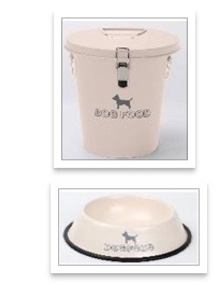 3PC (1 LOCK SILIVER): FOOD STORAGE WITH GOLD LOCKS, LID & PET BOWL WITH SILICONE NON SLIP RING.