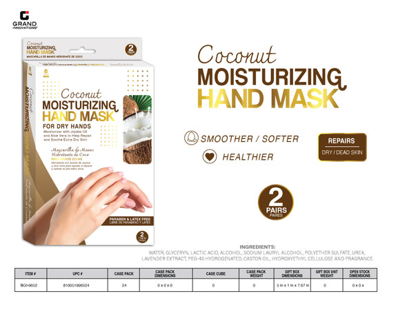 HAND MASK -3PAIRS PK COCONUT