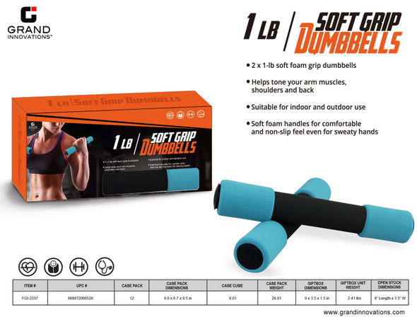 SOFT GRIP DUMBELLS: 1 LB