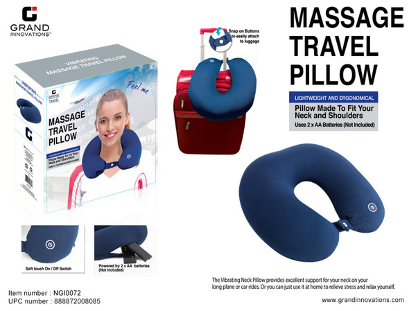 MASSAGE TRAVEL PILLOW (BATTERY OPERATED) - BLUE