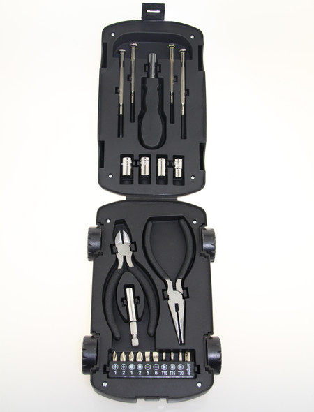 24 PCS: TOOL KIT IN WHEEL DESIGN - BLACK