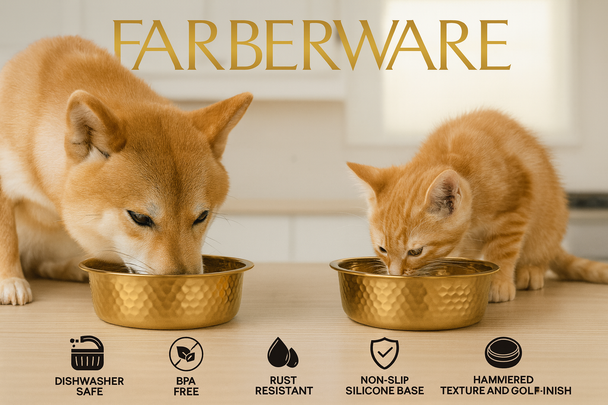 GOLD STAINLESS STEEL BOWL WITH SILICONE BOWL - HAMMERED 88 OZ (2600 ML)