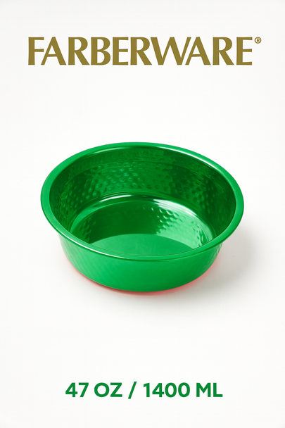 GREEN HAMMERED STAINLESS STEEL BOWL -  47 OZ (1400 ML)