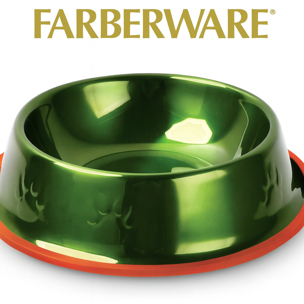 GREEN STAINLESS STEEL STRIPE BOWL WITH NON-SKID SILICONE RIM - 12 OZ (350 ML)