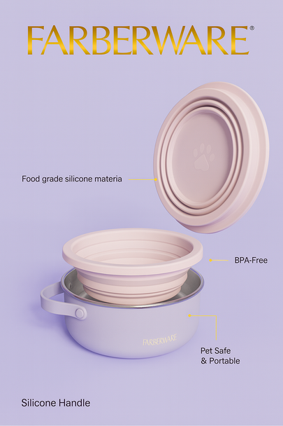 2 IN 1 PET BOWL - 30 OZ LAVENDER