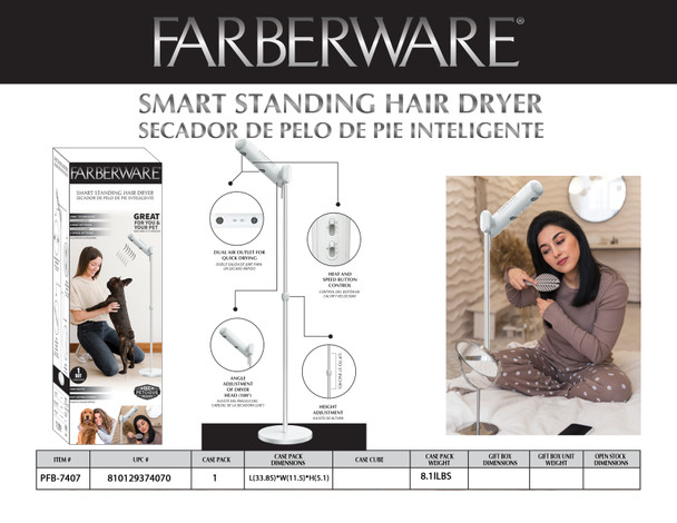FLOOR SMART STANDING HAIR DRYER - WHITE & SILVER