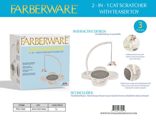 CAT TEASER TOY WITH SCRATCHING PAD