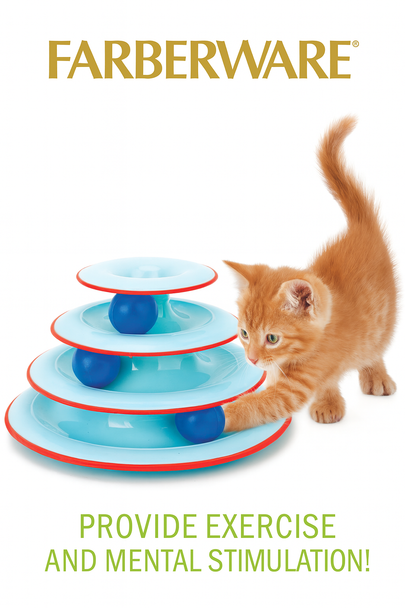 3 TIER TOWER BALL & TRACK CAT TOY - BLUE