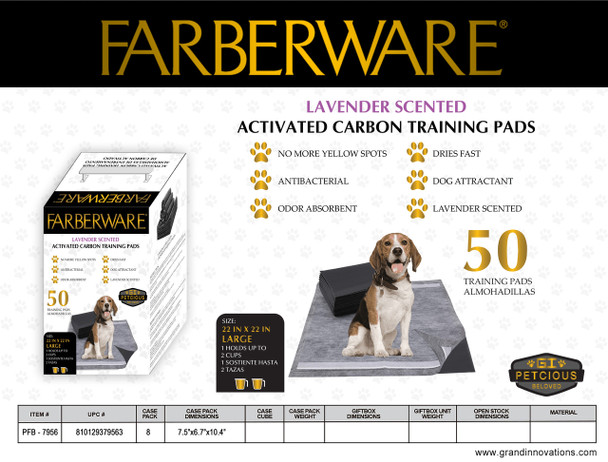 XL CHARCOAL WITH LAVENDER SCENT PEE PADS - 50 PACK (22*22)