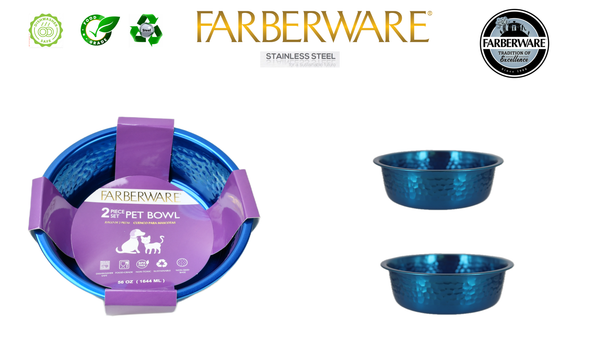 BLUE STAINLESS STEEL HAMMERED BOWL - 2PC SET 2 BOWLS 822 ML / 28 OZ