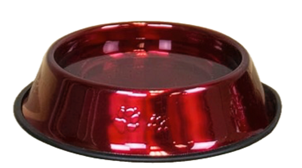 NON-SKID STAINLESS STEEL SLANT BOWL - RED - 200 ML  / 7 OZ
