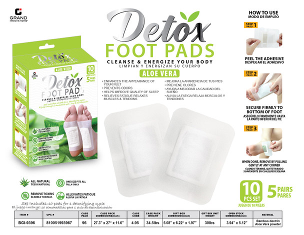 10 PCS ALOE VERA DETOX FOOT PADS