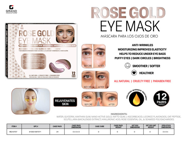UNDER EYE PATCHES-12 PAIRS PACK ROSE GOLD