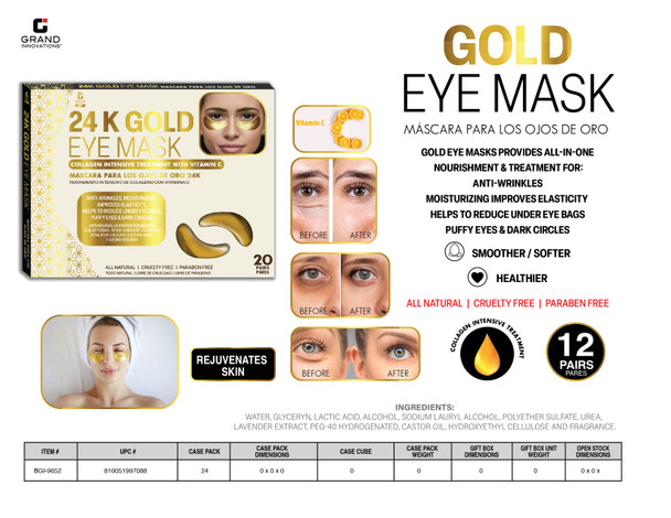 UNDER EYE PATCHES-12 PAIRS PACK GOLD