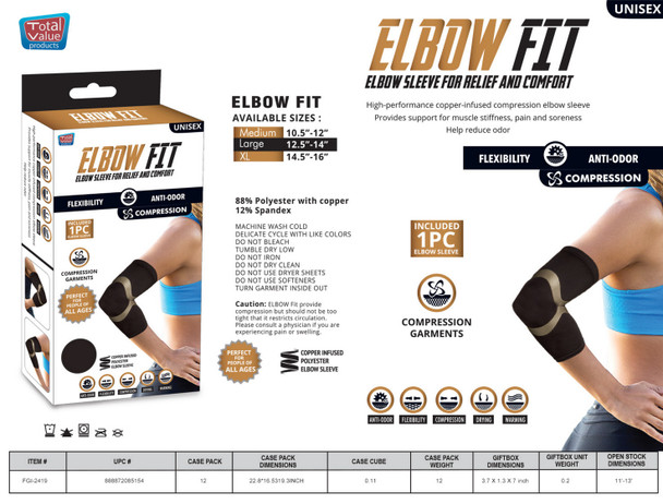 COPPER FIT COMPRESSION FOR ELBOW SLEEVE: SIZE LARGE