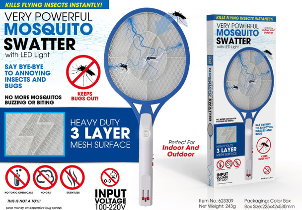 MOSQUITO SWATTER RACKET 20*8.7" - PLUG IN CHARGING