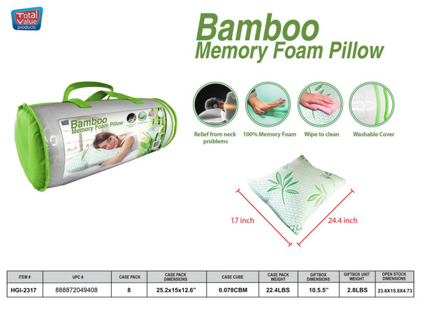 MEMORY FOAM PILLOW: BAMBOO