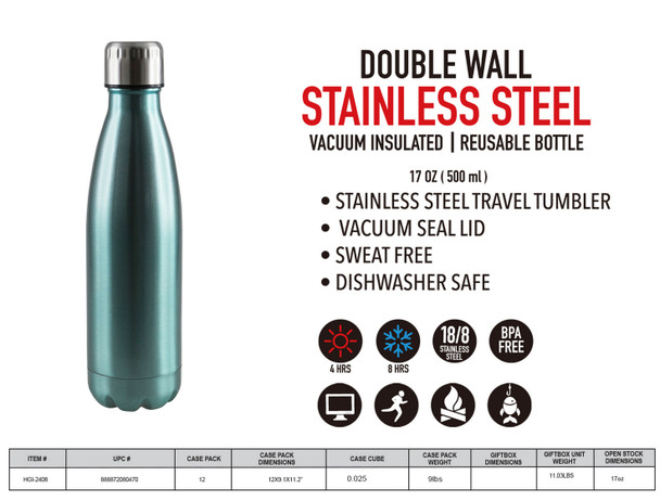 17 OZ DOUBLE WALL: MINT GREEN WITH GLITTER