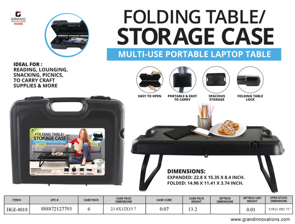 FOLDABLE TABLE STORAGE CASE: BLACK/PINK