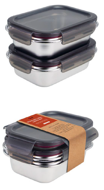 2 PCS SET: MICROWAVE SAFE STAINLESS STEEL FOOD STORAGE SET - 400 ML