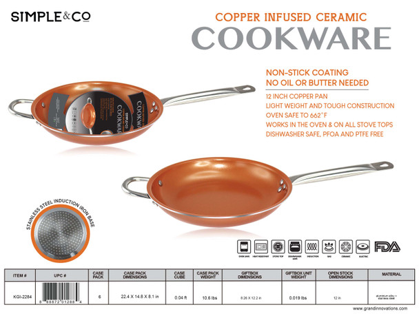 12' COPPER COOKING PAN