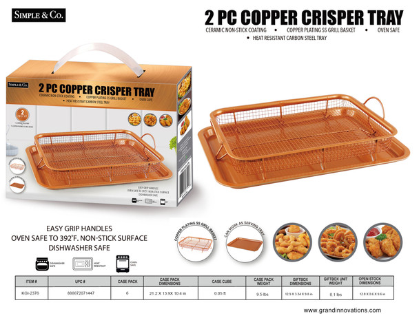 2 PCS SET - COPPER CRISPER TRAY