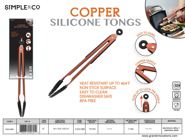 COPPER MULTI-PURPOSE SILICON TONGS