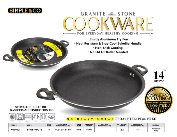 14'' GRANITE STONE FRY PAN WITH BAKELITE HANDLE