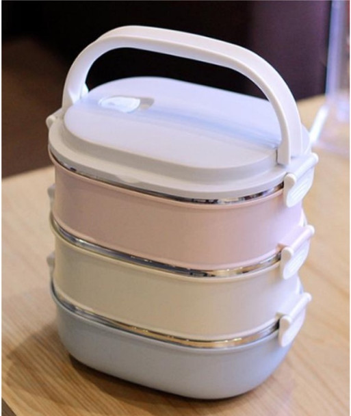 4 PCS SET: 3 STACKABLE LUNCH BOX WITH LID & HANDLE - 2700 ML / 92 OZ