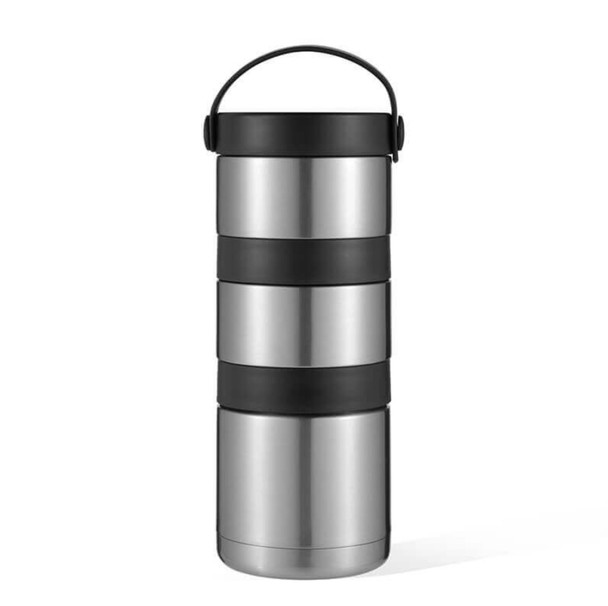 6 PCS: 3 IN 1 STAINLESS STEEL STACKABLE LUNCH BOX - 32 OZ (960 ML)