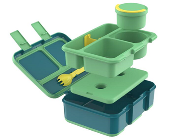 LUNCH BOX WITH ICE PACK, DIVIDER, FORK AND DRESSING BOX