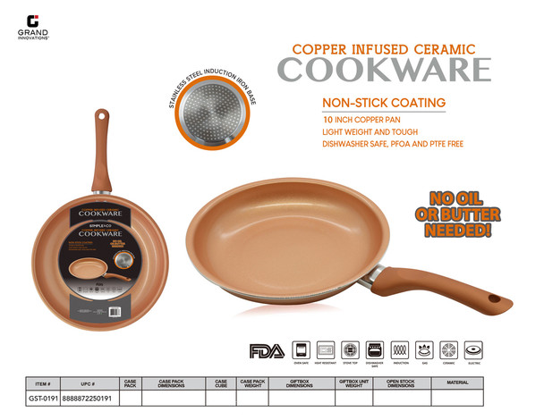 10.5'' FRY PAN COPPER WITH SILICONE HANDLE