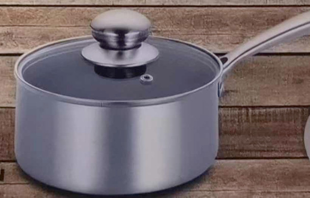 7.9'' (3QT) SILVER & BLUE SAPPHIRE SAUCE PAN W/LID