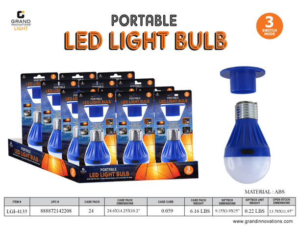 3 MODE LED LIGHT BULB - BLUE/RED/WHITE